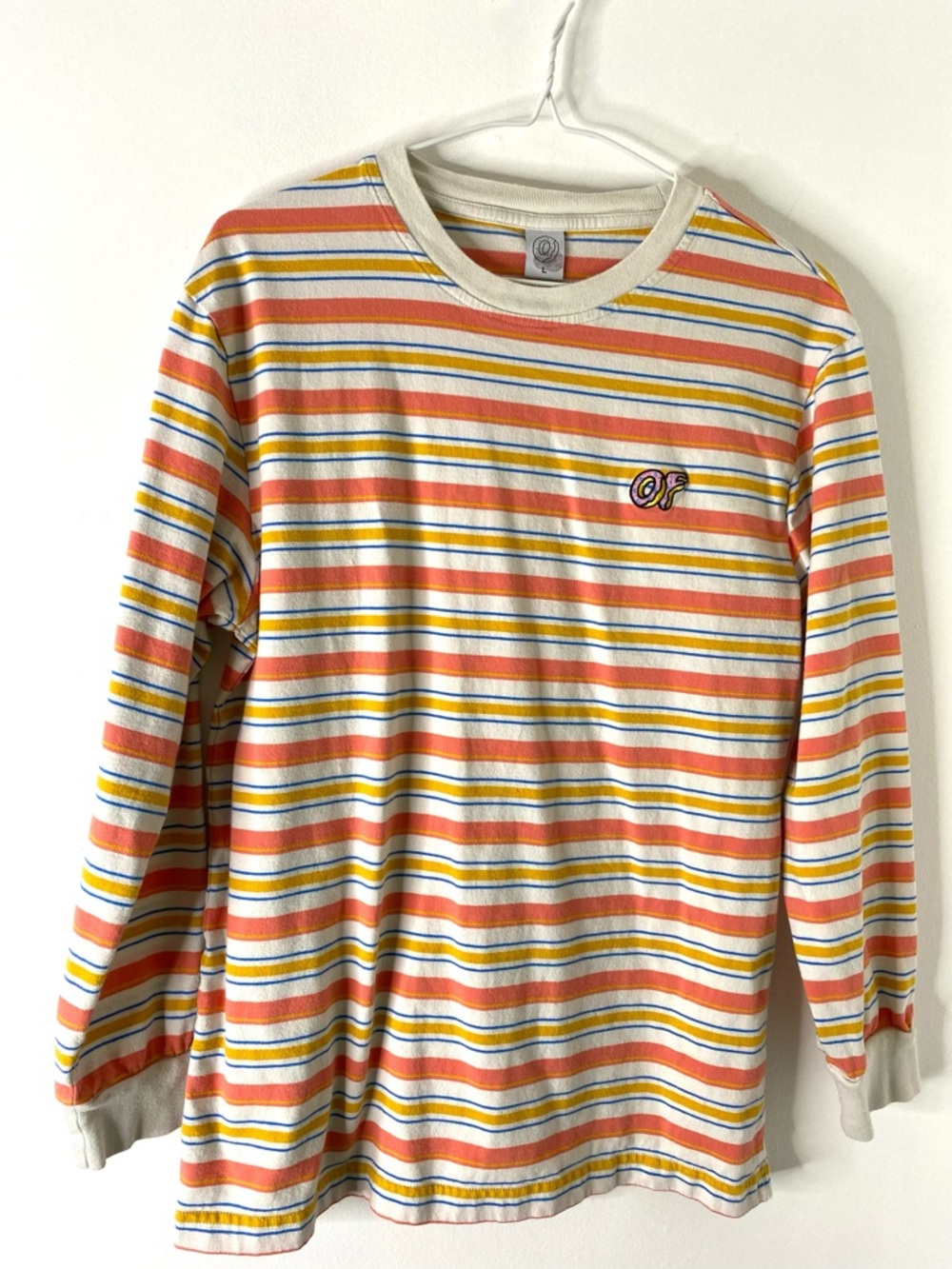 Odd Future OFWGKTA Striped Long Sleeve Crew Neck Donut Logo Embroidered Vintage